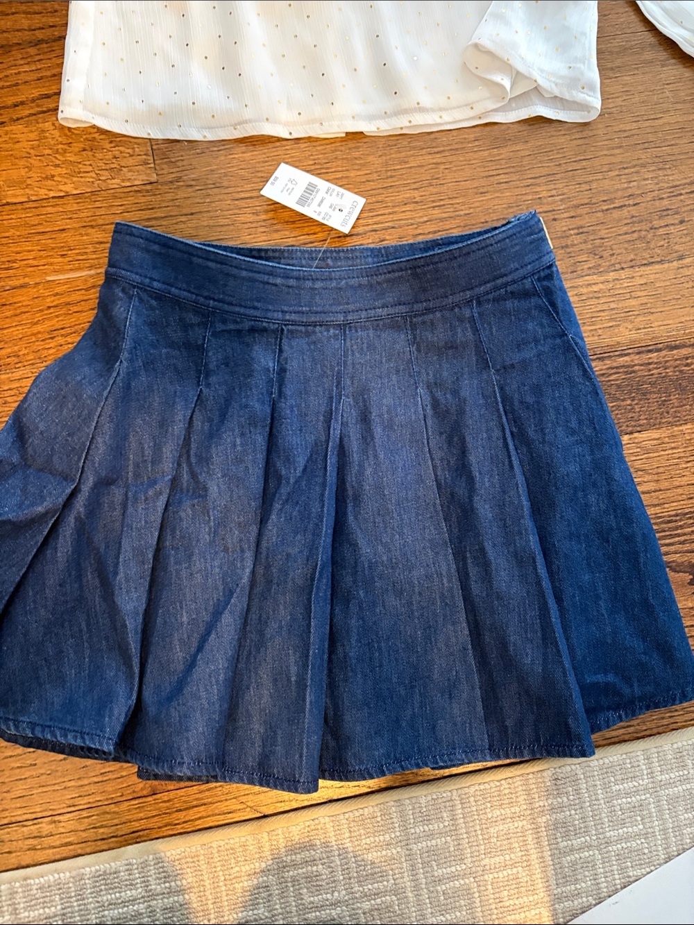 Crewcuts Dark Blue Pleated Denim Skirt for Kids